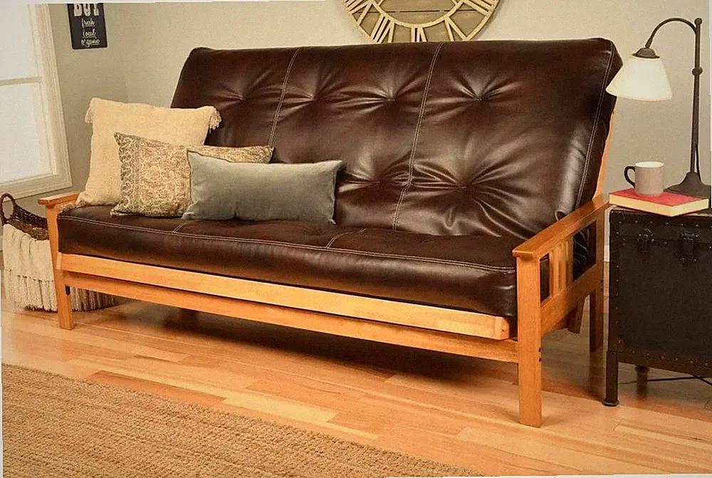 Wood Futon Frame Queen Size - Classic Style Sofa Bed with Mission Arms Oregon Tr
