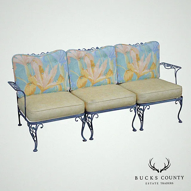 Woodard 'Chantilly Rose' Wrought Iron Outdoor Patio Sofa
