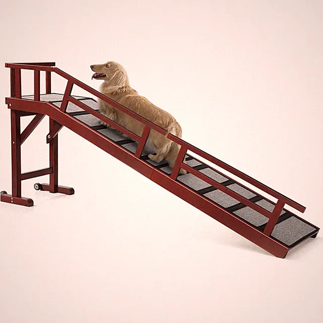 Wooden Dog Ramp for Bed Couch Gentle Slope NonSlip Surface Removable Rails 74 I