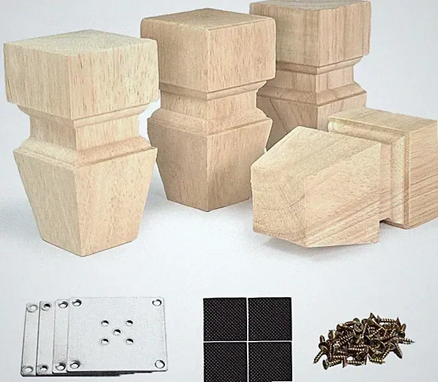 Wooden Furniture Legs 4.72 Inch Unfinished Replacement for Couch Cabinet Bed