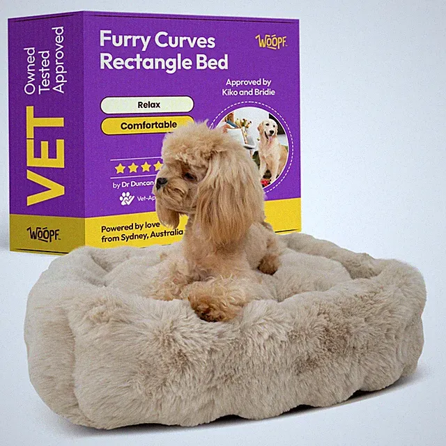 WOOPF Furry Curves Rectangle Bed – Fluffy Bumps Calming Sofa Bed