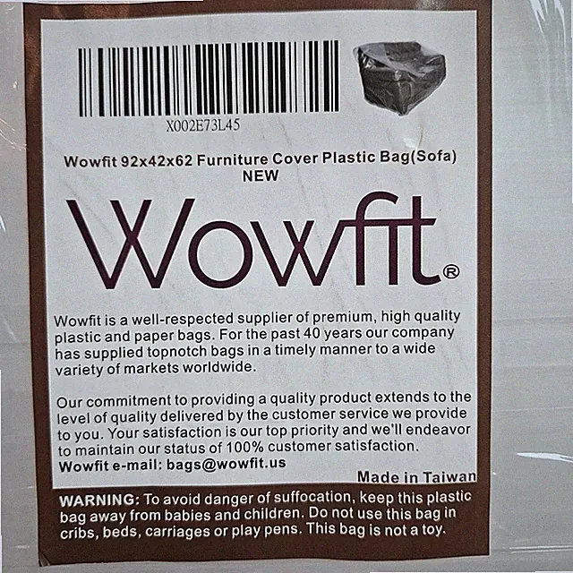 Wowfit 92x42x62 Furniture Cover Plastic For Sofa