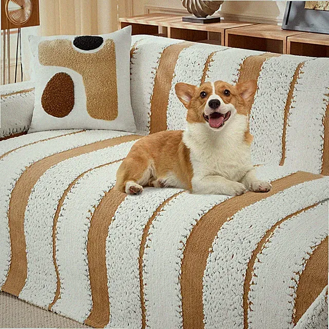 WTHAVEN Sherpa Fleece Couch Cover 3 Cushion Sofa, Gray, 71" x 134" - Pet Proof