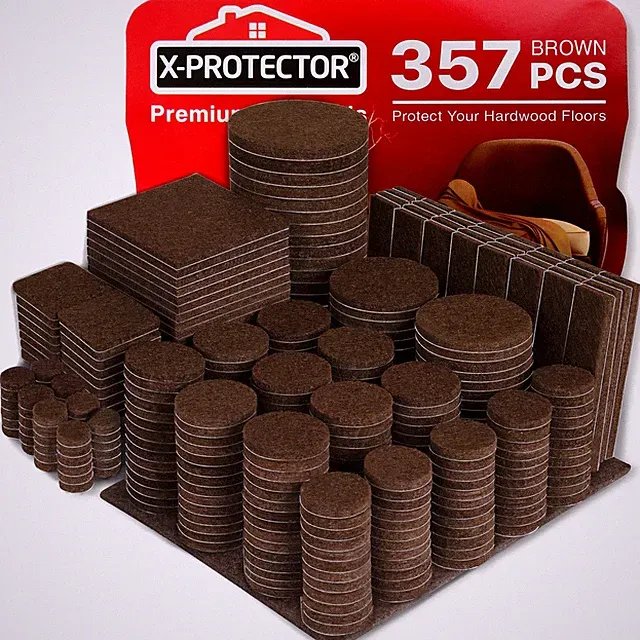 X-PROTECTOR 357 pcs Premium Huge Pack Felt Furniture 357 PCS Brown, Brown