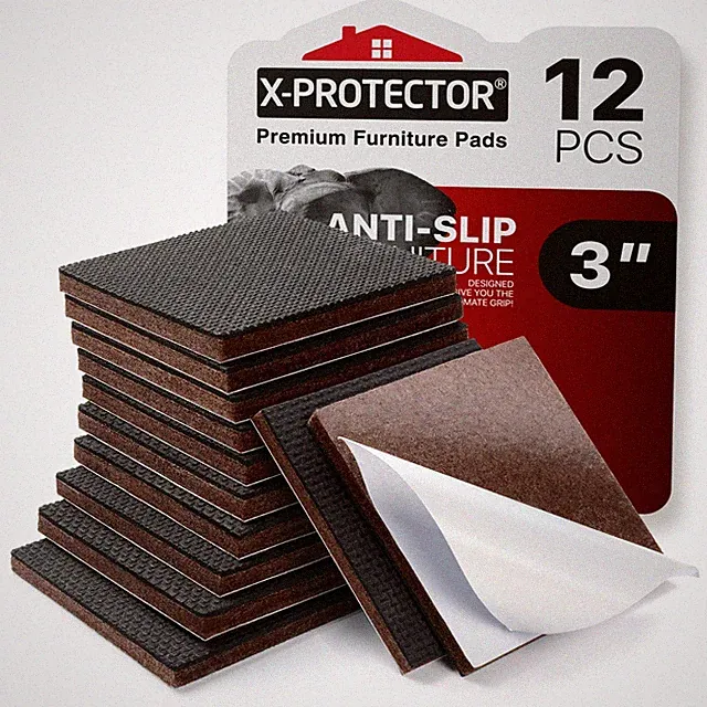 X-PROTECTOR Non Slip Furniture Pads – 12 Premium Furniture Grippers 3"! Be