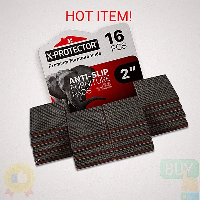 X-PROTECTOR Non Slip Furniture Pads - 16 Premium Furniture Grippers 2"! Self-Adh