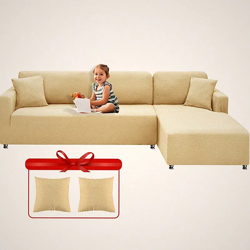 Xineage Sectional Couch Covers High Stretch 2 Pieces L Shape Sofa Cover 2Pcs