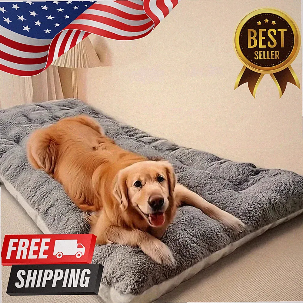 XXL Extra Large Plush Dog Bed Sofa Super Soft Pet Mat Calming Fluffy Cushion
