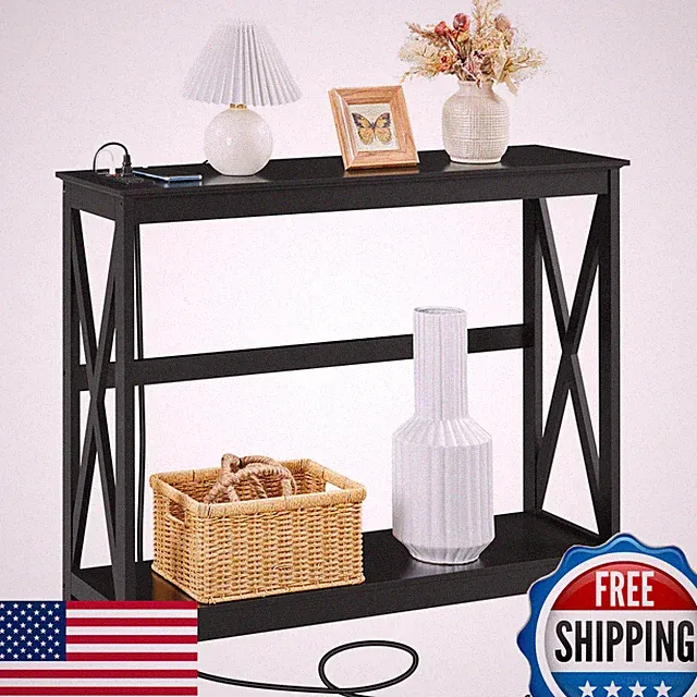 Yaheetech 40 Console Table Power Outlets And Usb Ports Wood Entryway Table