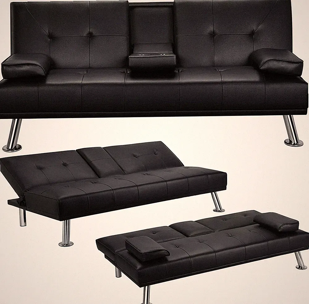 Yaheetech Futon Set Convertible Recliner Sleeper, Loveseat Reversible, Guest Bed