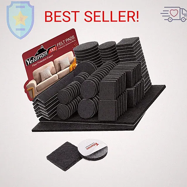 Yelanon Felt Furniture Pads -182 Pcs Premium Felt Pads for Chair Legs Furniture