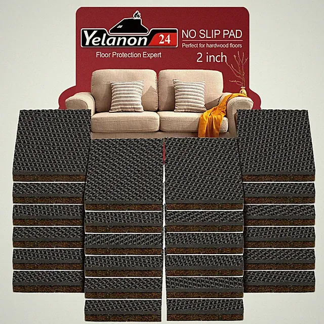 Yelanon Non Slip Furniture Pads -24 pcs 2’’ 24 2" Square, 24 Pcs