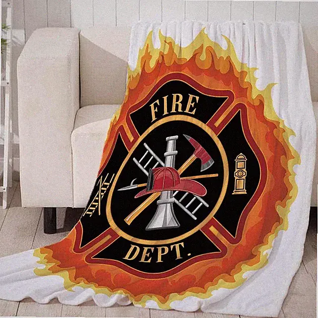 Yellow Flame Hammer Ladder 3D Warm Plush Fleece Blanket Picnic Sofa Couch