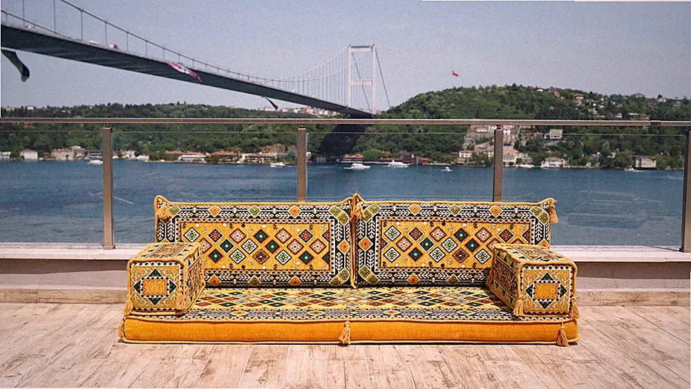 Yellow Sectional Sofa, Terrace Sofa, Floor Seating Set, Sleeper Sofa