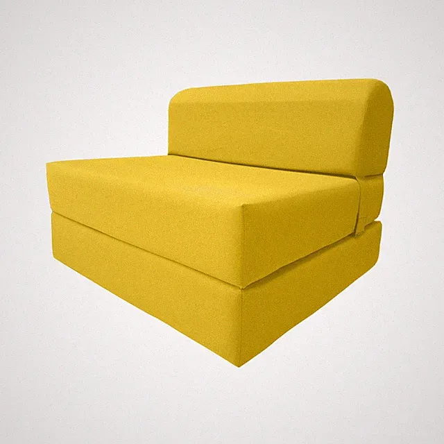 Yellow Sleeper Chair Folding Foam Bed, Sleepover Convertible Sofa 6 x 36 x 70