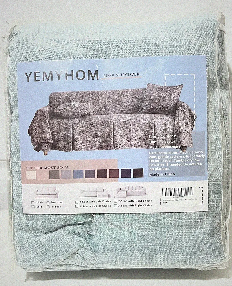 YEMYHOM Linen Two Sofa Sectional Couch With Right Chaise Cover