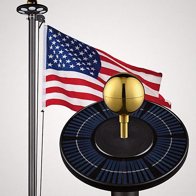 Yescom 20Ft Sectional 13Gauge Aluminum Flag Pole Kit with 136 LED Solar Light