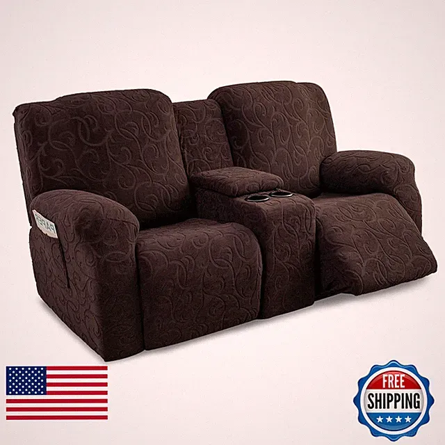 Yueang Recliner Loveseat Cover Center Console 2 Seater Jacquard Recliner Sofa