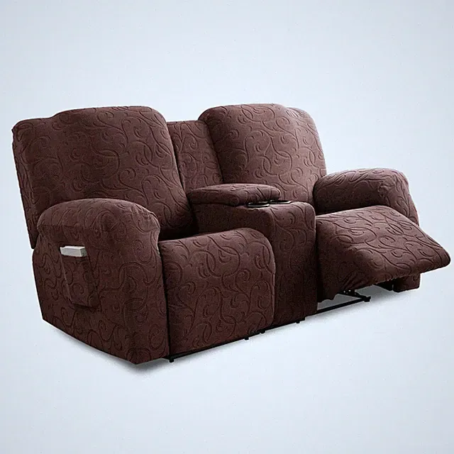 YUEANG Recliner Loveseat Cover w/ Center Console 2 Seater Jacquard Sofa Slipcove