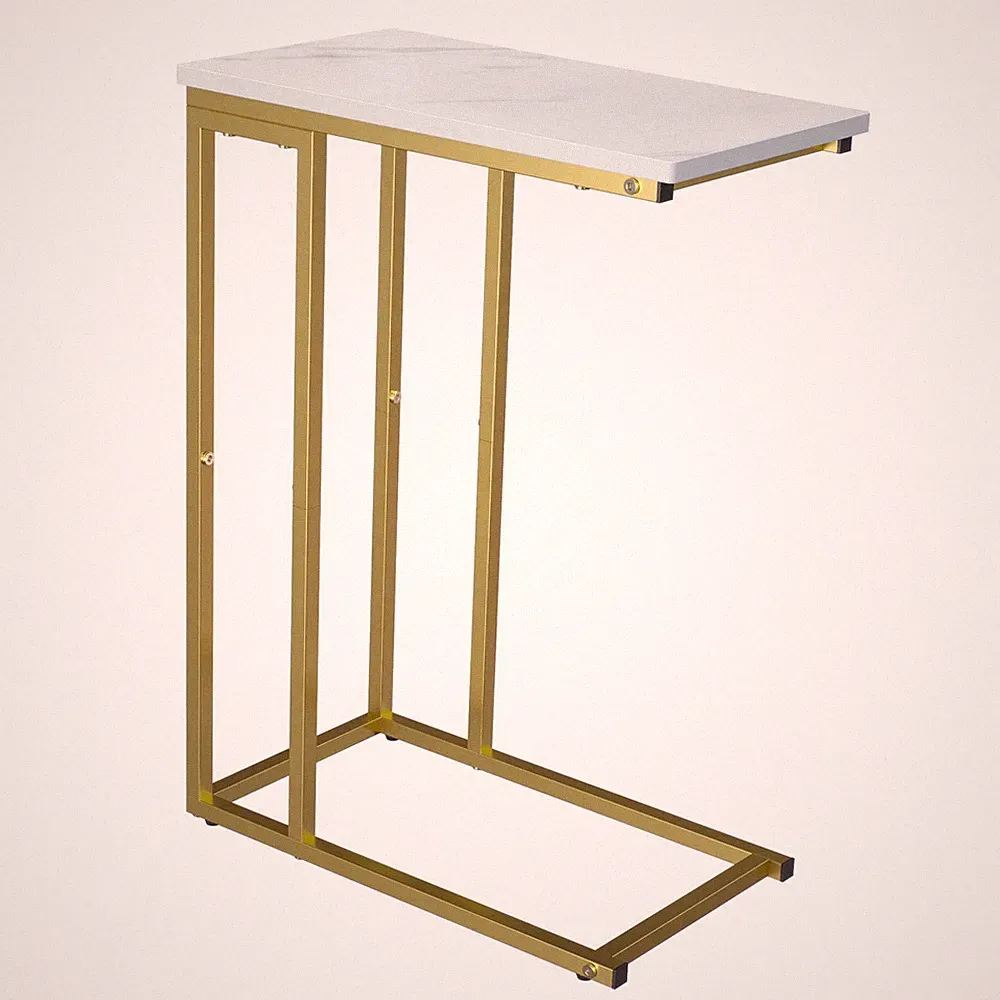 Yusong C Shaped End Table, Couch Side Table that Slide Under Sofa Bed, Small...