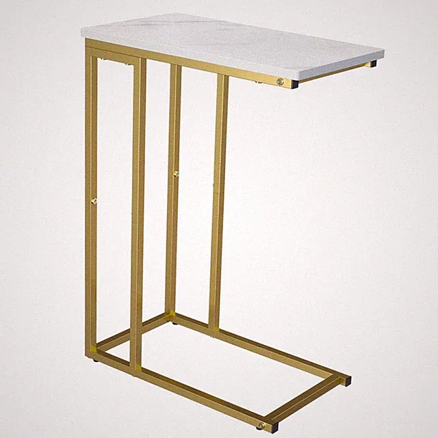 Yusong C Shaped End Table, Couch Side Table That Slide Under Sofa Bed, Small Tab