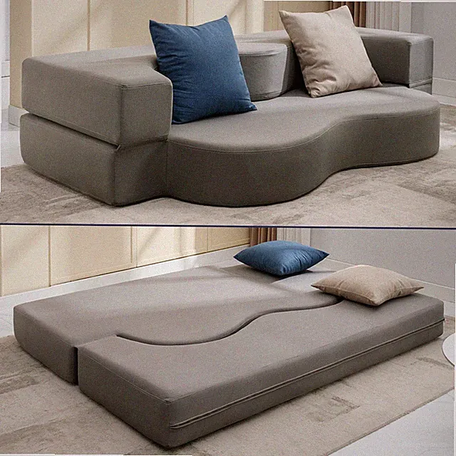 Zafly 2 in 1 Convertible Futon Sofa Bed Flip-Open Sofa Sleeper Sofa Light Gray