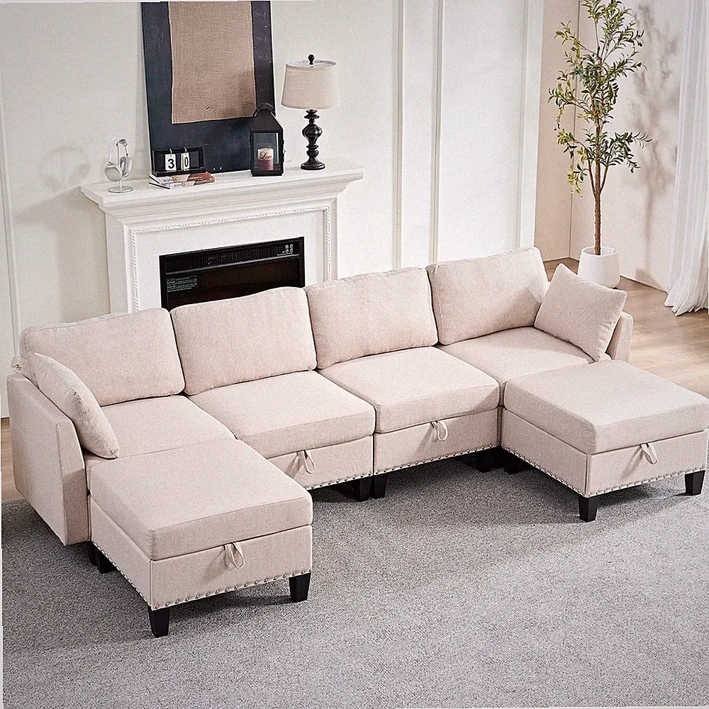 Zafly Modular Sofa with Storage, U Shaped Sectional Couch for Living Room