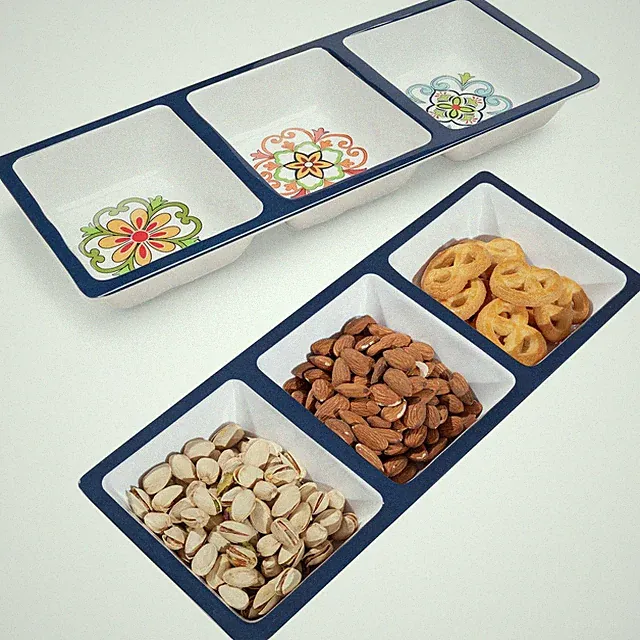 ZAROCRUS 3-Section Divided Serving Trays, Talavera 14.75”x 6” Unbreakable Mel...