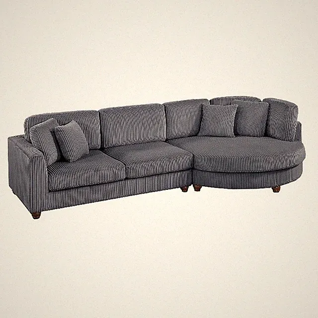 Zeo 2pc Oversize Sectional Sofa and Chaise- 4 Pillows- Gray Corduroy