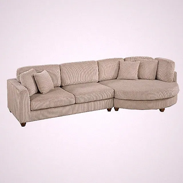 Zeo 2pc Oversize Sectional Sofa and Chaise- Taupe Brown Corduroy