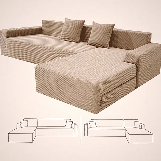 Znsayotx Sectional Couch Covers Stretch Jacquard Slipcovers Elastic Bottom For